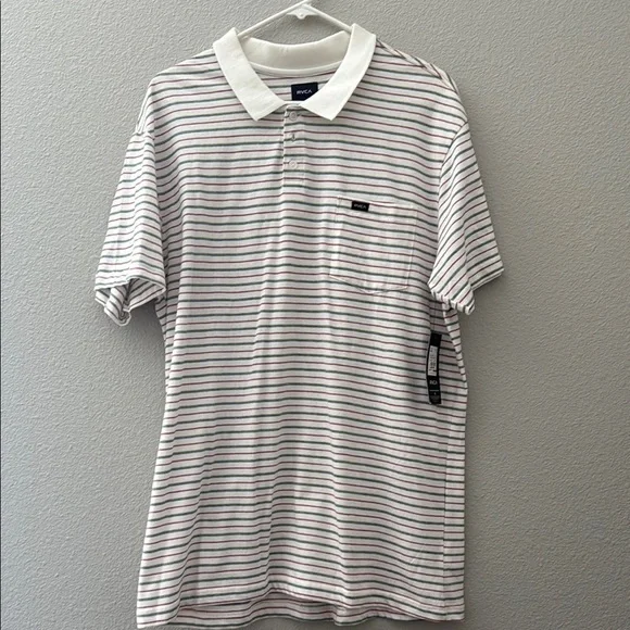 RVCA Men's Striped Polo Shirt - Picture 1 of 4